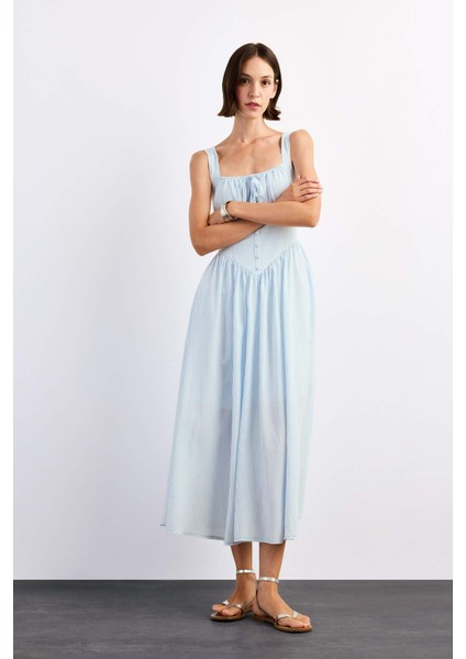 Kare Yaka Askılı Maxi Elbise G1316AX25SM modelleri