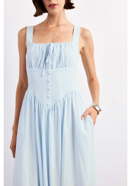 Kare Yaka Askılı Maxi Elbise G1316AX25SM fırsatları