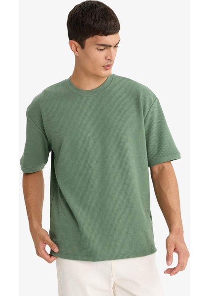 Oversize Geniş Kalıp Bisiklet Yaka Kısa Kollu Tişört F0320AX25AU modelleri