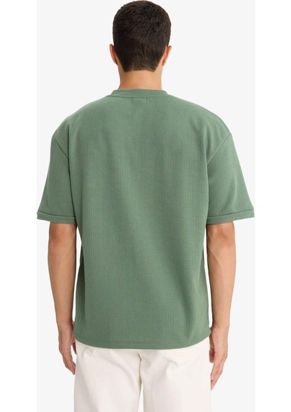 Oversize Geniş Kalıp Bisiklet Yaka Kısa Kollu Tişört F0320AX25AU