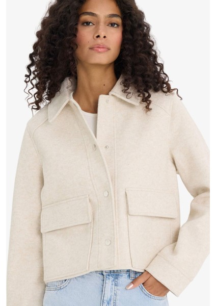 Regular Fit Polo Yaka Düğmeli Kaşe Mont E8628AX25AU