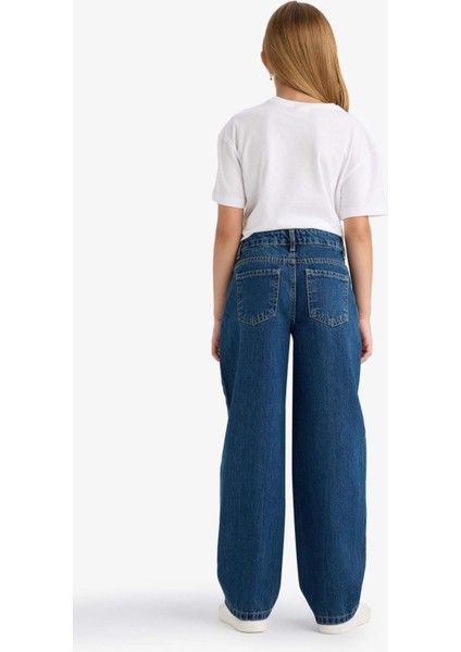 Kız Çocuk Baggy Fit Geniş Paça Jean Pantolon F7166A825AU