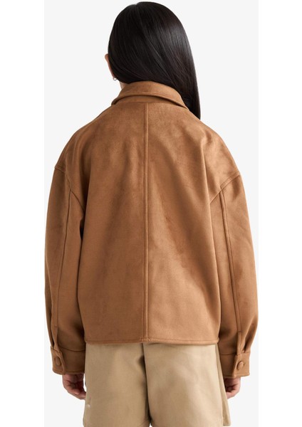 Kız Çocuk Ceket Yaka Düğmeli Süet Mont F7148A825AU