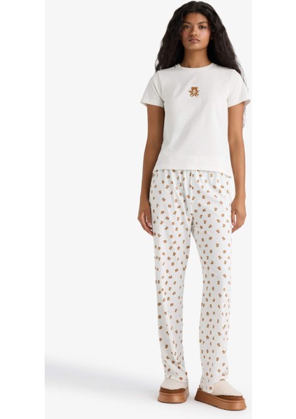 Pijama Takımı Regular Fit Baskılı Kısa Kollu Üst Desenli Uzun Alt-Fall in Love F9836AX25AU