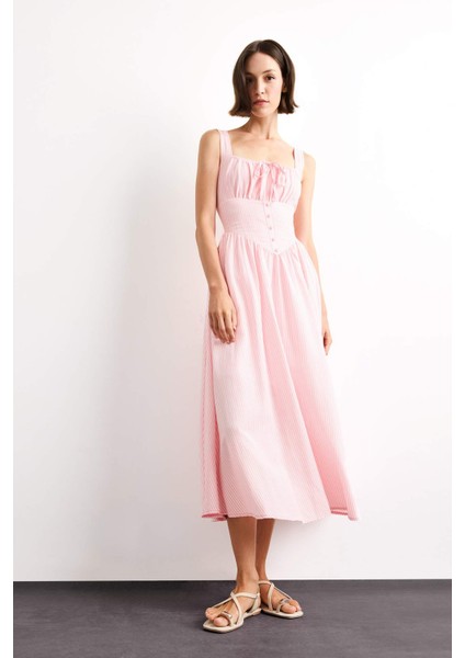 Kare Yaka Askılı Maxi Elbise G1316AX25SM fiyatları