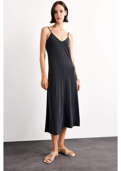 Modal İnce Askılı Maxi Elbise G1334AX25SM