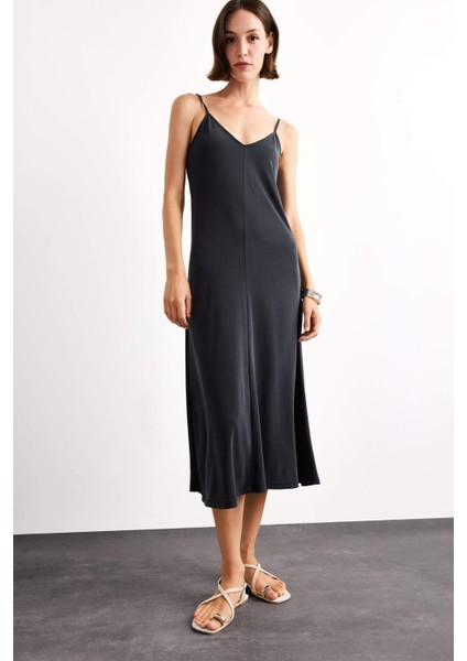 Modal İnce Askılı Maxi Elbise G1334AX25SM fiyatları