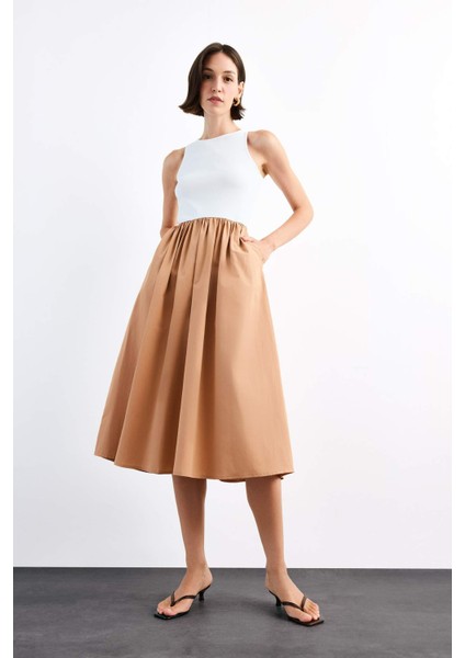 Bisiklet Yaka Kolsuz Midi Elbise G1067AX25SM fiyatları