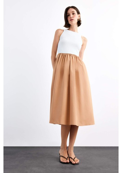 Bisiklet Yaka Kolsuz Midi Elbise G1067AX25SM modelleri