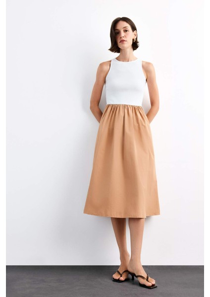 Bisiklet Yaka Kolsuz Midi Elbise G1067AX25SM fırsatları