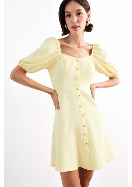 Kalp Yaka Kısa Kollu Mini Elbise G0730AX25SM fırsatları