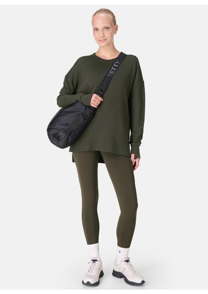 SB10386-301 After Class Longlıne Sw Yeşil Bisiklet Yaka Normal Düz Kadın Sweatshırt
