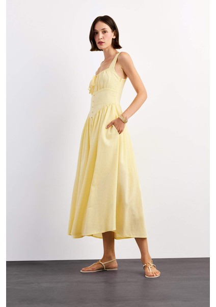 Kare Yaka Askılı Maxi Elbise G1316AX25SM fiyatları