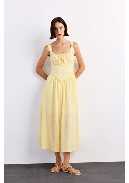 Kare Yaka Askılı Maxi Elbise G1316AX25SM modelleri