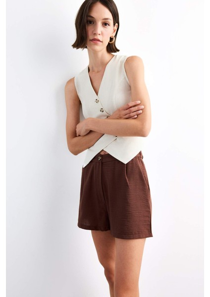 Slim Fit Dar Kesim V Yaka Keten Yelek G0663AX25SM modelleri