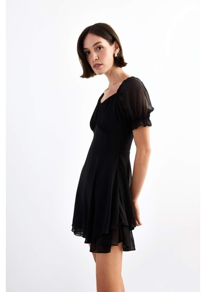 Şifon Kısa Kollu Mini Elbise G0729AX25SM fırsatları