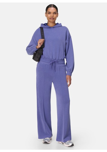 SB9401-400 Sand Wash Cloudweıght Cr Mavi Kapüşon Yaka Normal Düz Kadın Sweatshırt