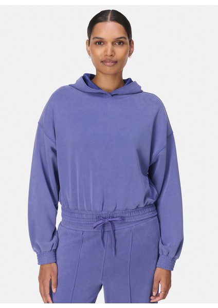 SB9401-400 Sand Wash Cloudweıght Cr Mavi Kapüşon Yaka Normal Düz Kadın Sweatshırt fiyatları