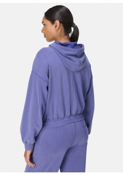 SB9401-400 Sand Wash Cloudweıght Cr Mavi Kapüşon Yaka Normal Düz Kadın Sweatshırt indirimleri