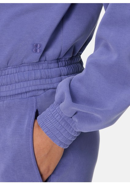 SB9401-400 Sand Wash Cloudweıght Cr Mavi Kapüşon Yaka Normal Düz Kadın Sweatshırt