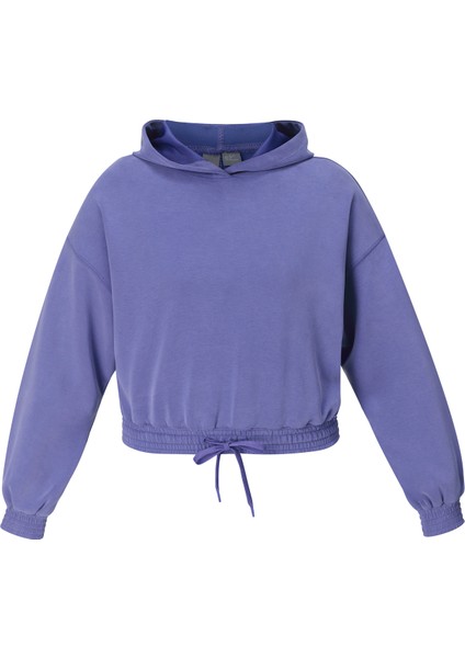 SB9401-400 Sand Wash Cloudweıght Cr Mavi Kapüşon Yaka Normal Düz Kadın Sweatshırt