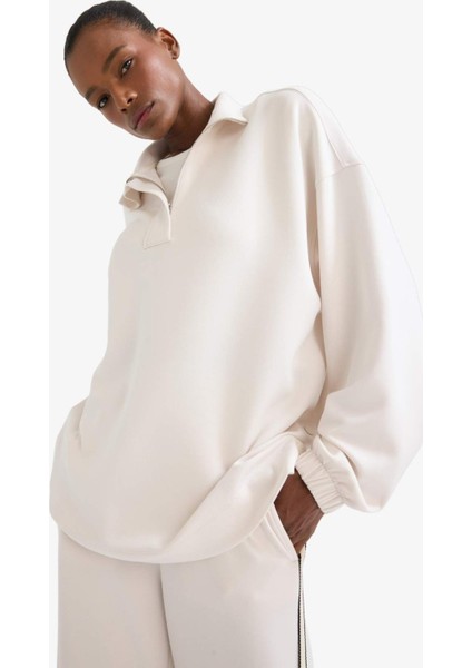 Fit Long Fit Dik Yaka Fermuarlı Modal Sweatshirt D1457AX25AU