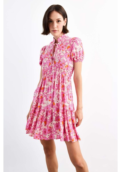 Çiçek Desenli Kısa Kollu Mini Elbise G0739AX25SM modelleri