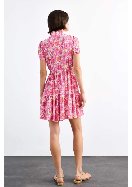 Çiçek Desenli Kısa Kollu Mini Elbise G0739AX25SM indirimleri