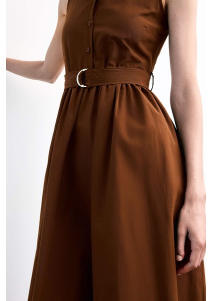 Kolsuz Kemerli Midi Elbise G1063AX25SM