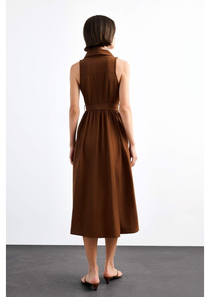 Kolsuz Kemerli Midi Elbise G1063AX25SM