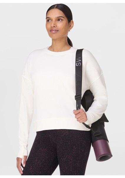 SB10232-100 After Class Crop Sweats Beyaz Bisiklet Yaka Normal Düz Kadın Sweatshırt fiyatları