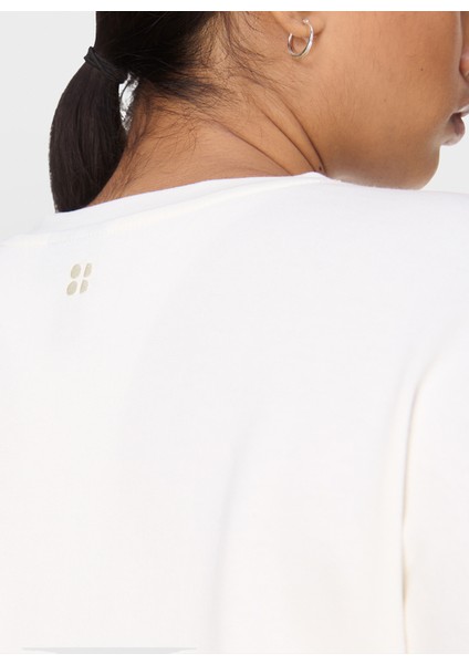 SB10232-100 After Class Crop Sweats Beyaz Bisiklet Yaka Normal Düz Kadın Sweatshırt fırsatları