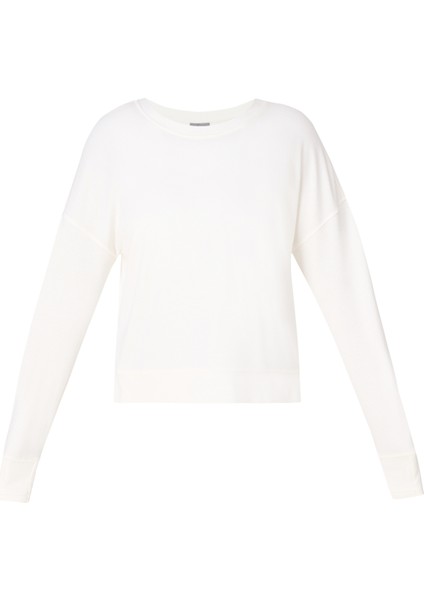 SB10232-100 After Class Crop Sweats Beyaz Bisiklet Yaka Normal Düz Kadın Sweatshırt