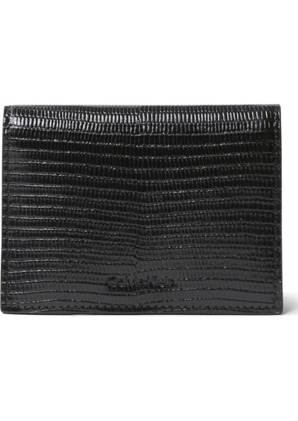 Siyah Erkek Kartlık Lızard Embossed Card Case W/ Fla