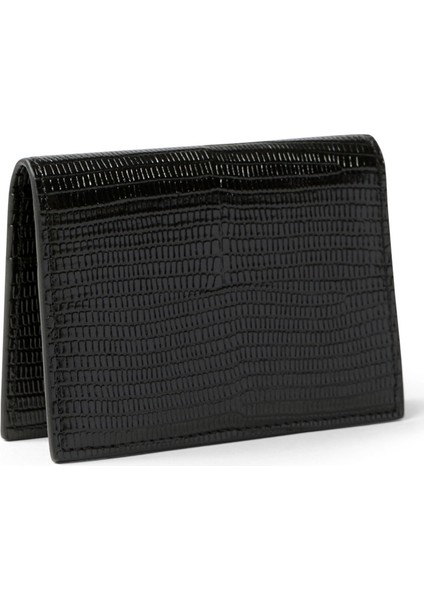 Siyah Erkek Kartlık Lızard Embossed Card Case W/ Fla fiyatları