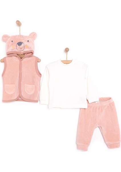 Yenidoğan -Body-Kadife Yelek Patiksiz Alt 3lü Takım Unisex modelleri