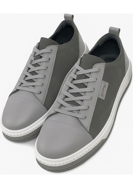 GR0245 Hakiki Deri & Nubuk Kaydırmaz Çift Renk Yüksek Ray Taban Antrasit Renk Erkek Sneaker Ayakkabı fırsatları