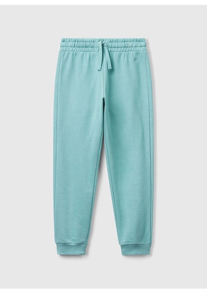 Lastikli Paça Gri - Yeşil Kız Çocuk Eşofman Altı 3J68CF02H