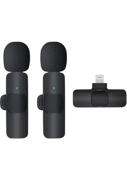 K9 Kablosuz Yaka Mikrofonu Lightning 2’li Mini Mikrofon Youtube Tik Tok 2 Adet