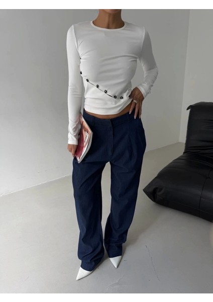 Asimetrik Alt Detaylı Bluz Beyaz fiyatları