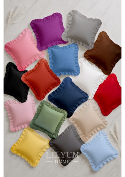 %100 Pamuk Fırfırlı Dekoratif Kırlent Kılıfı – 43X43 cm ( 1ADET ) fiyatları