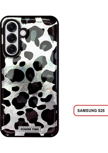 Samsung Galaxy S25 Uyumlu Lüks Leopar Desenli Silikon Telefon Kılıfı