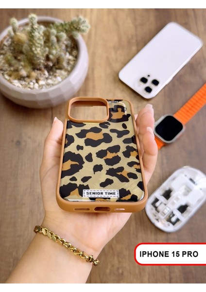 iPhone 15 Pro Uyumlu Lüks Leopar Desenli Silikon Telefon Kılıfı modelleri