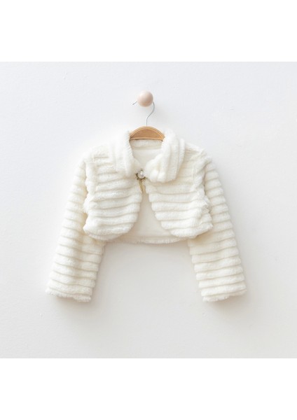 Çizgili Kumaş Peluş Bolero