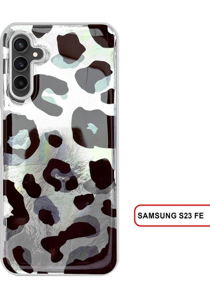 Samsung Galaxy S23 Fe Uyumlu Lüks Leopar Desenli Silikon Telefon Kılıfı