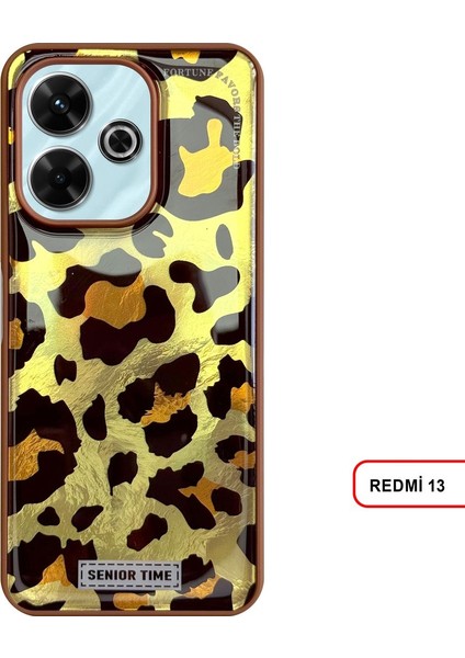 Redmi 13 Uyumlu Lüks Leopar Desenli Silikon Telefon Kılıf