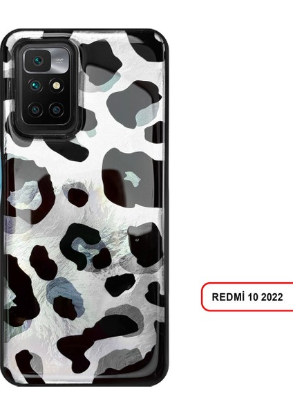 Redmi 10 2022 Uyumlu Lüks Leopar Desenli Silikon Telefon Kılıf