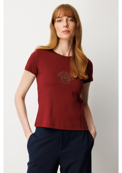 On Önü Taş Baskılı Kısa Kollu Bluz fiyatları