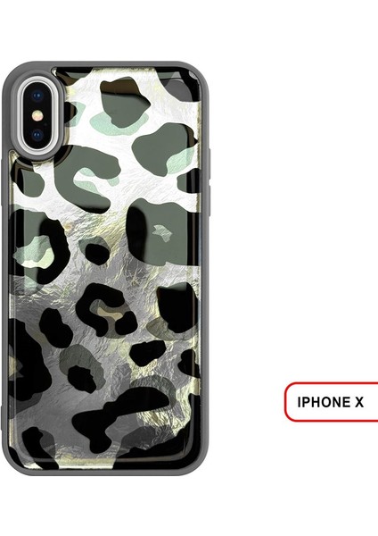 iPhone x Uyumlu Lüks Leopar Desenli Silikon Telefon Kılıfı
