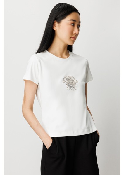 On Önü Taş Baskılı Kısa Kollu Bluz fiyatları